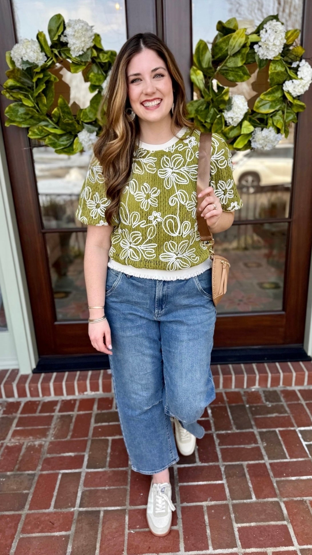 Evelyn Floral Top - Olive