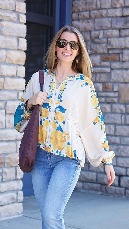 Harper Zip Floral Jacket - Multi