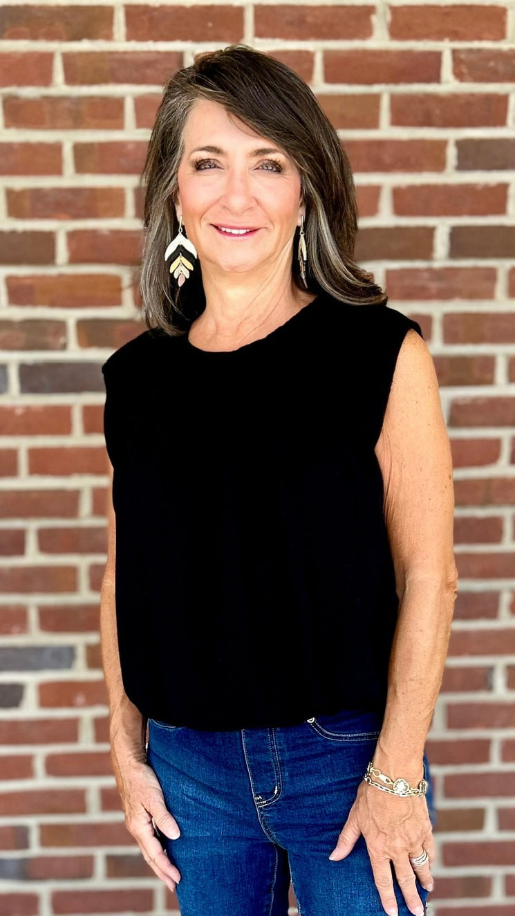 Michael Stars Cindy Bubble Top - Black