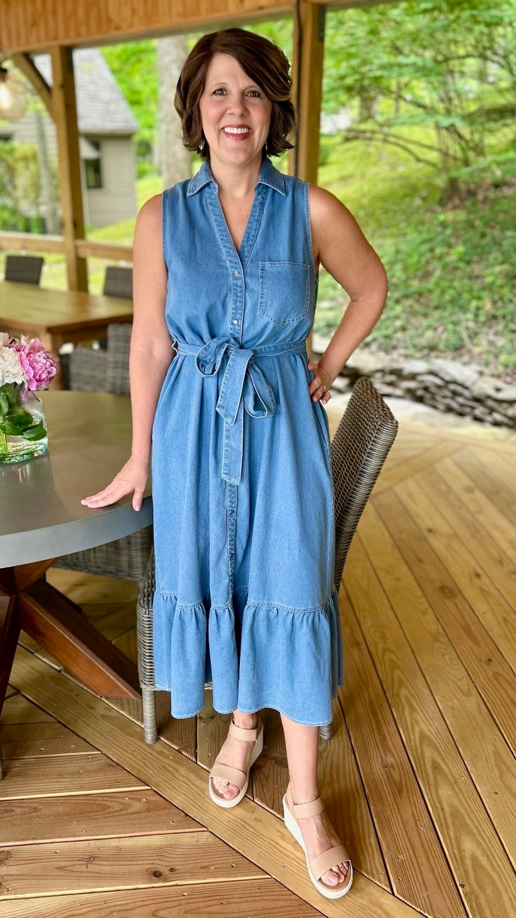 Naila Snap Midi Dress - Denim