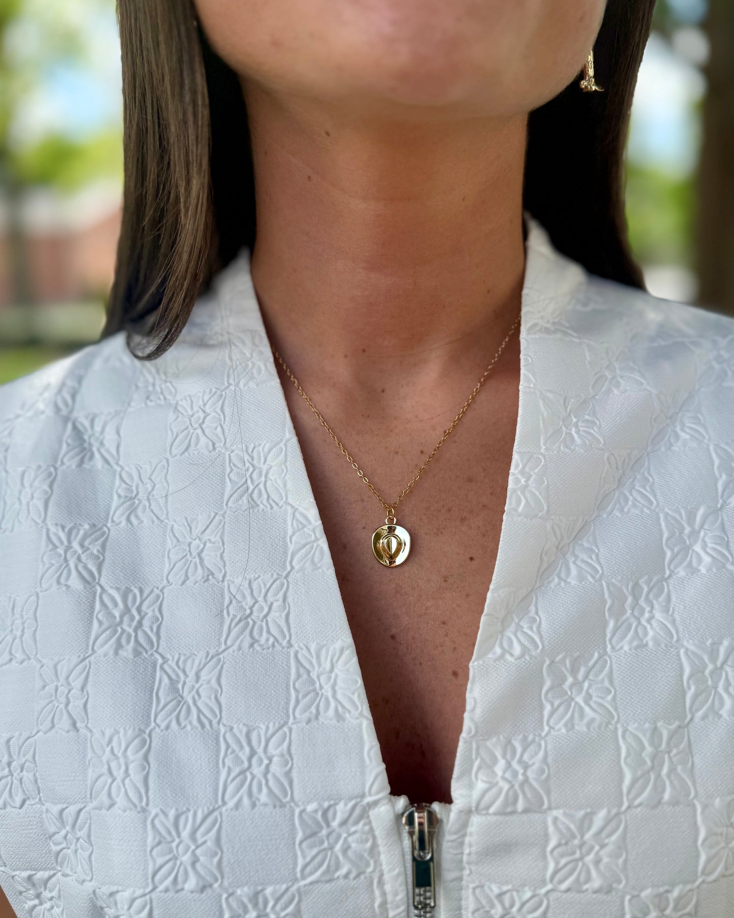 18K Gold Plate Hat Necklace