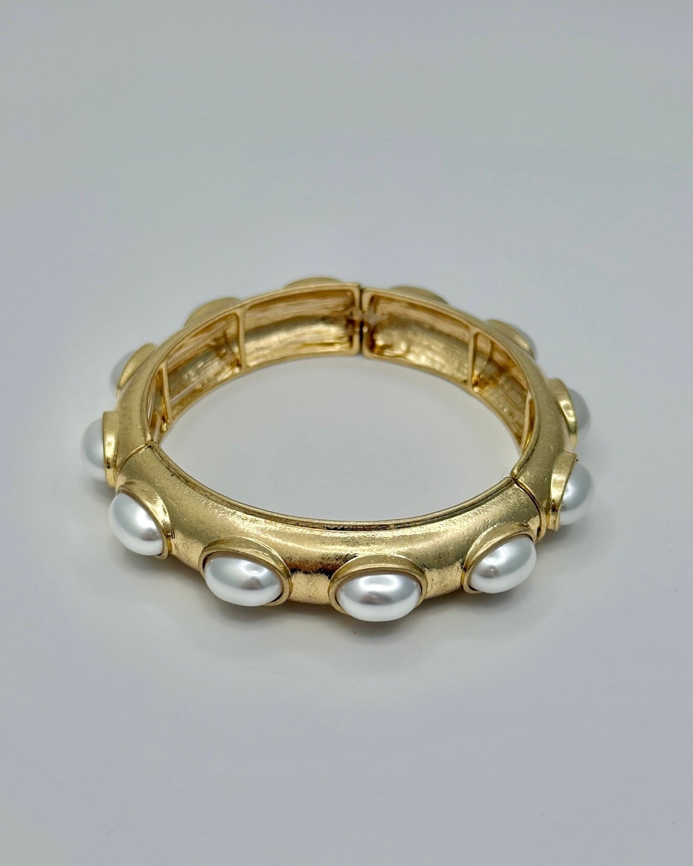 Oval Gold Pearl Domed Bracelet