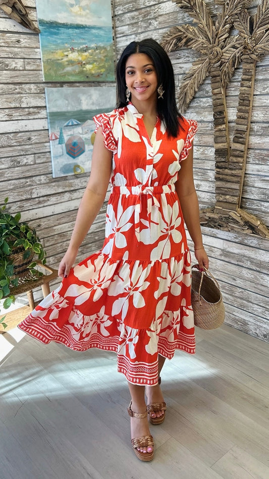 Saylor Tiered Dress - Orange