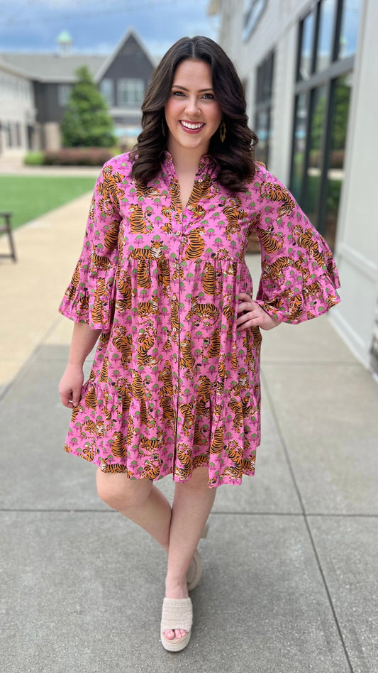 Uncle Frank Tiered Tiger Dress