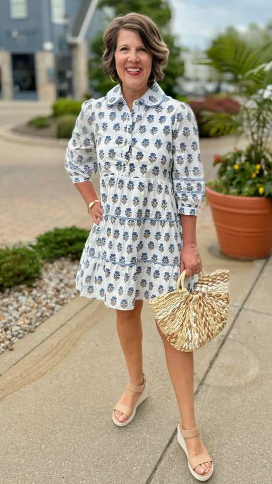 Florence Florals Mini Dress - White