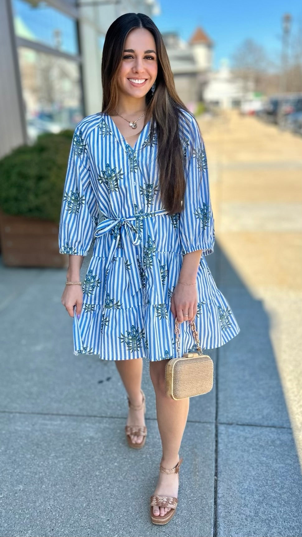 Gabby Garden - Blue Stripes & Florals