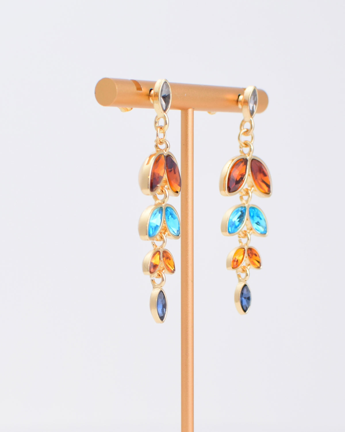 Multi Leaf Crystal Drop Earrings