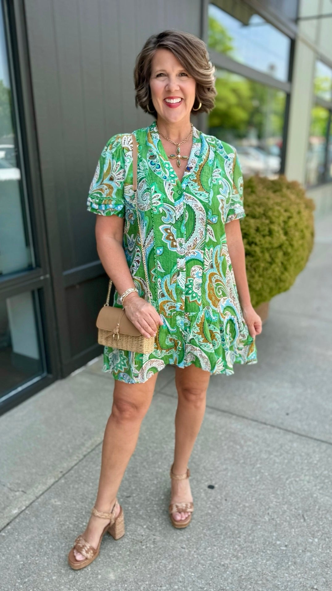 Matcha Paisley Floral Dress