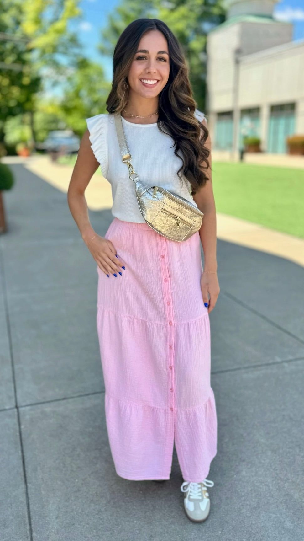 Bobi Tiered Maxi Skirt - Rose Quartz