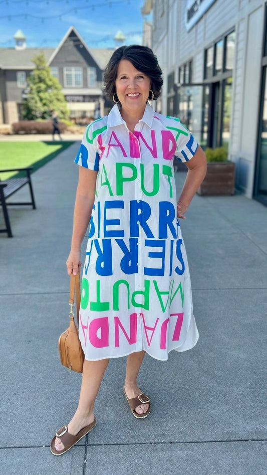 Sierra Button Dress - White