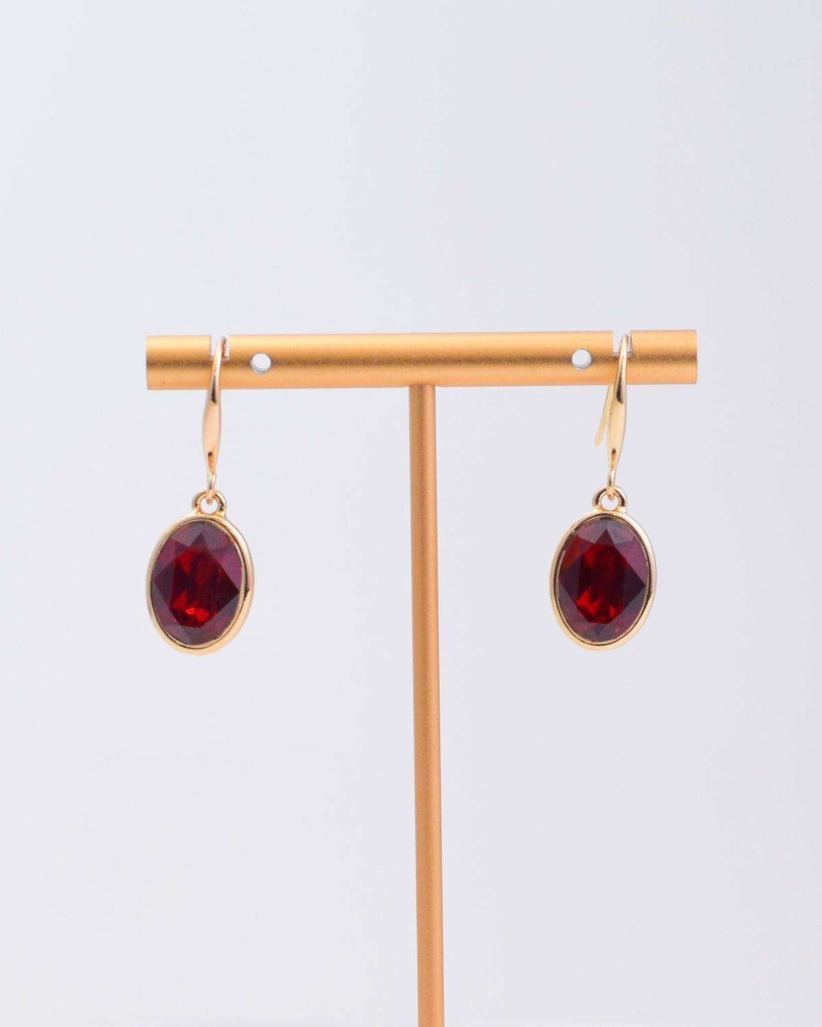 Red Oval Crystal Earrings