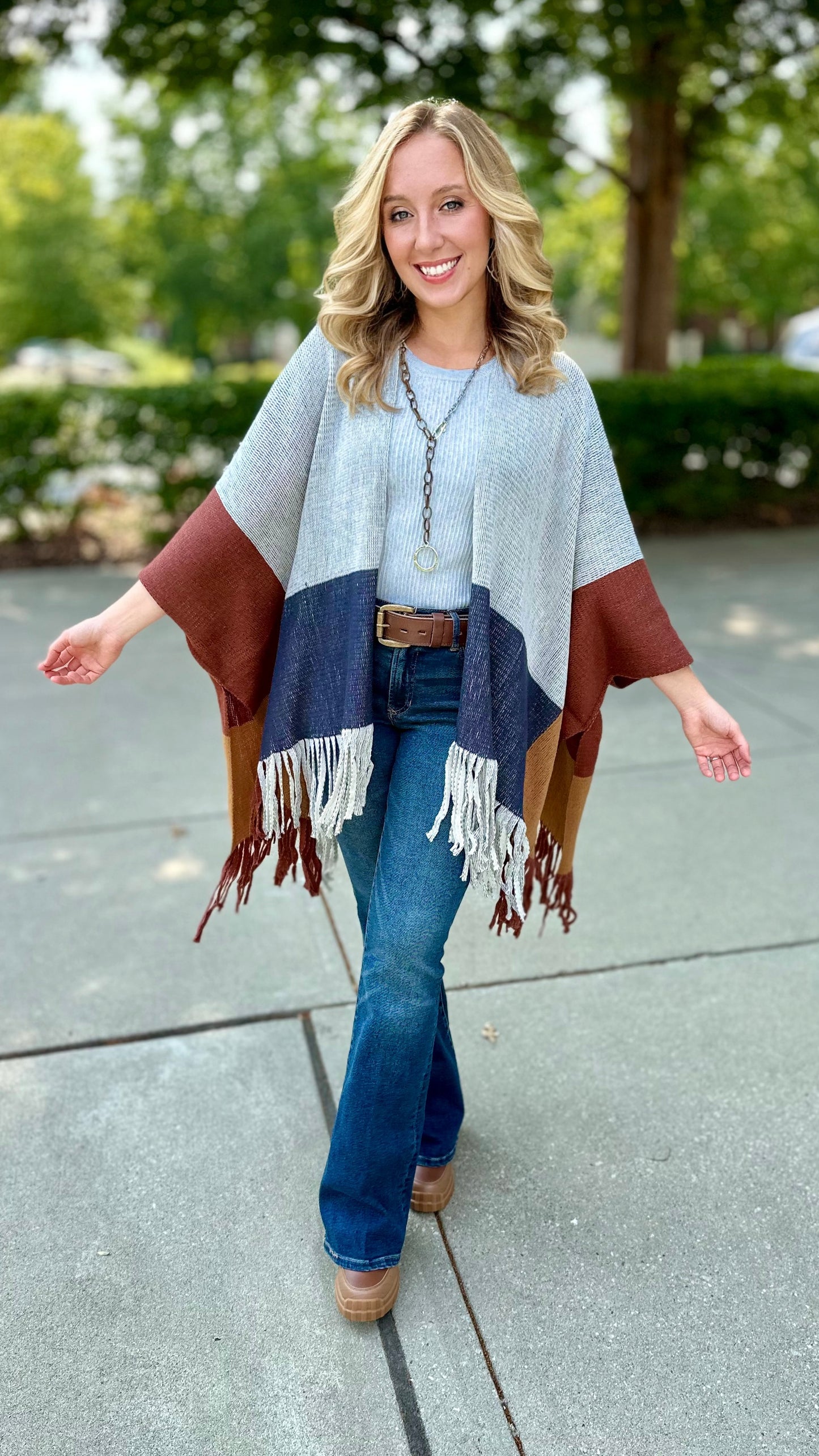 Colorblock Fringe Wrap