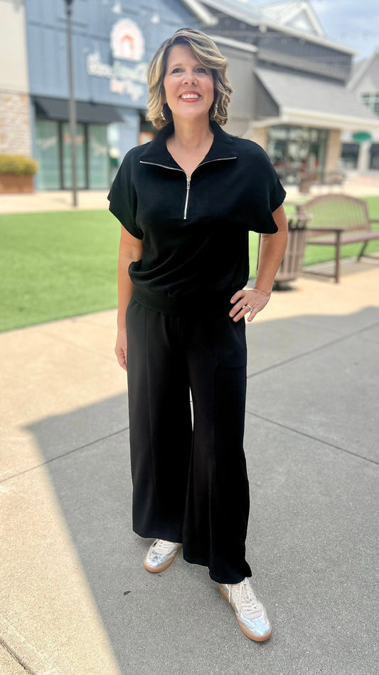 Black Zip Love Leisure Top