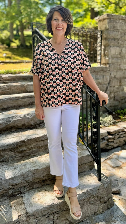 Bria Black Floral Top