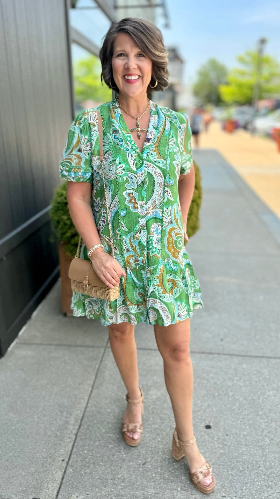 Matcha Paisley Floral Dress
