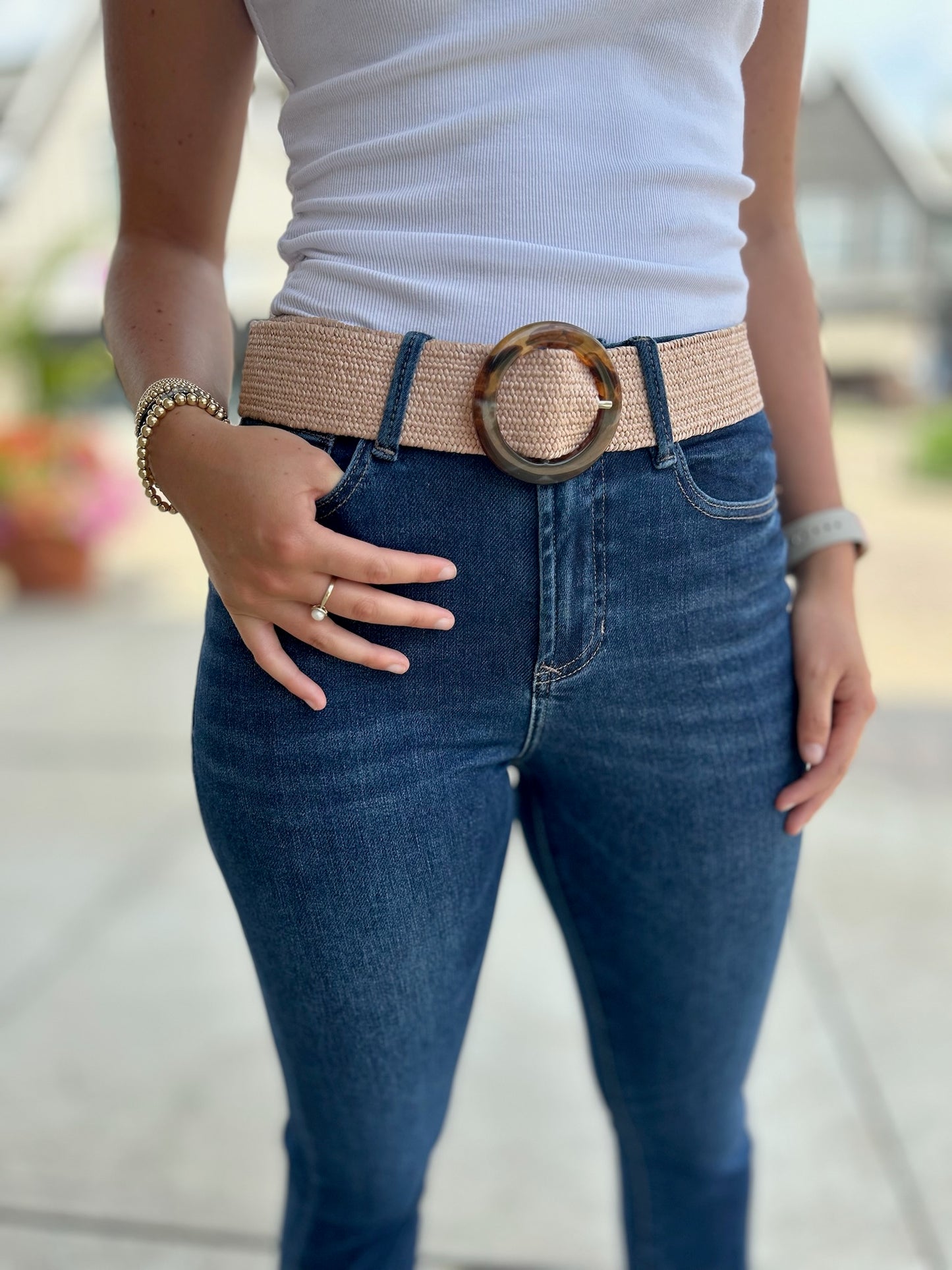 Stretchy Belt- Pink Woven