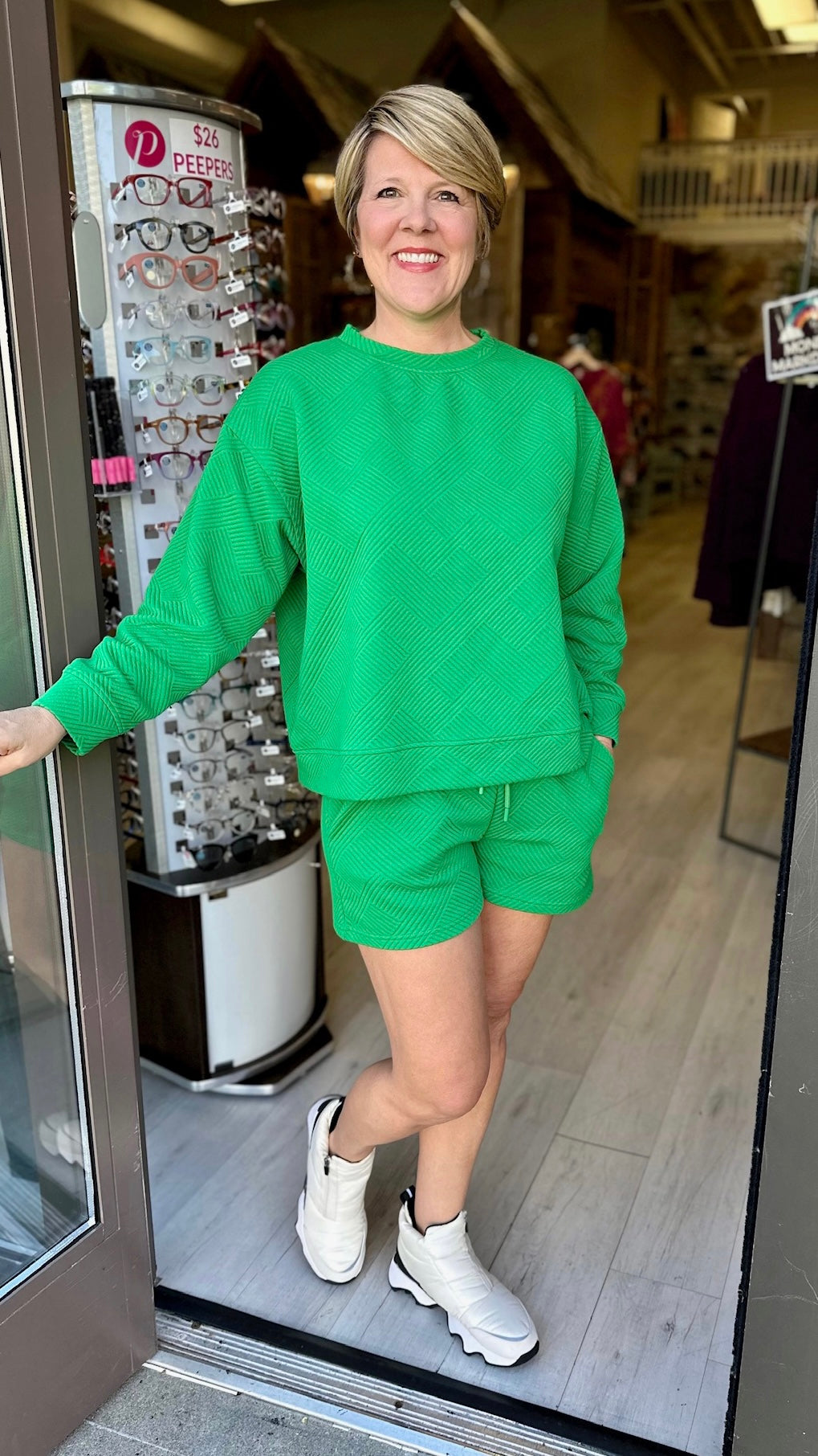Quilted Queen Elastic Band Shorts - Shamrock
