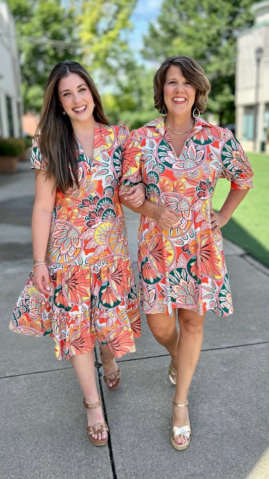 Jude Connally Emerson Stained Glass Dress - Coral