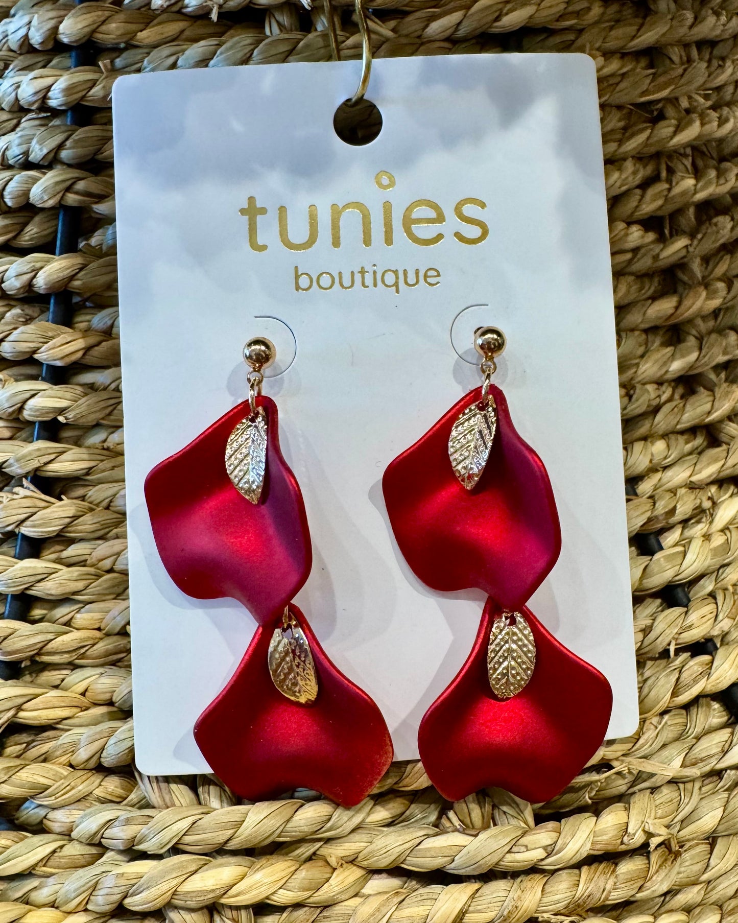 Festive Drop Earrings - Red
