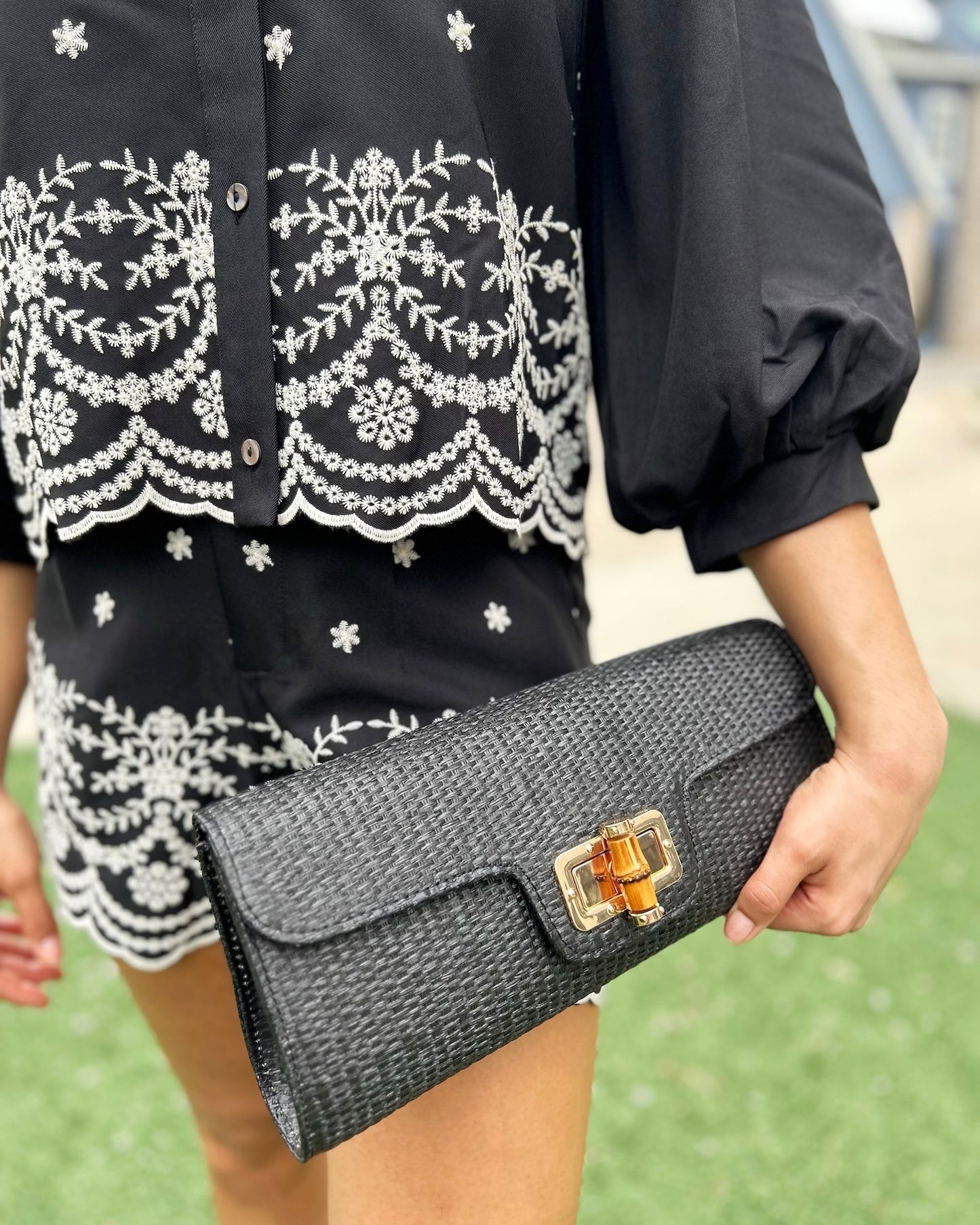 Bamboo Clutch Bag - Black