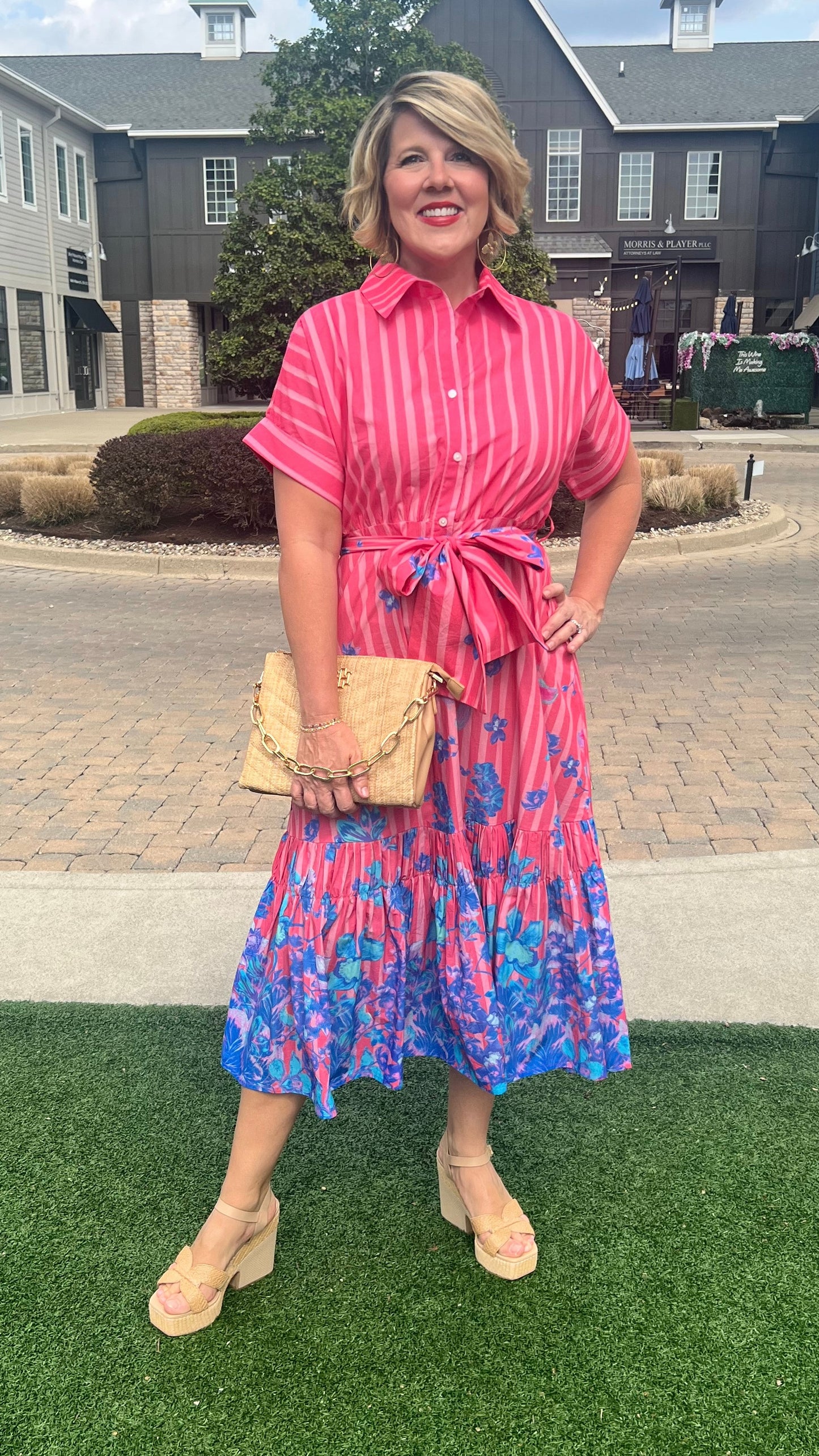 Just Bellina Bubblegum Florals Midi Dress