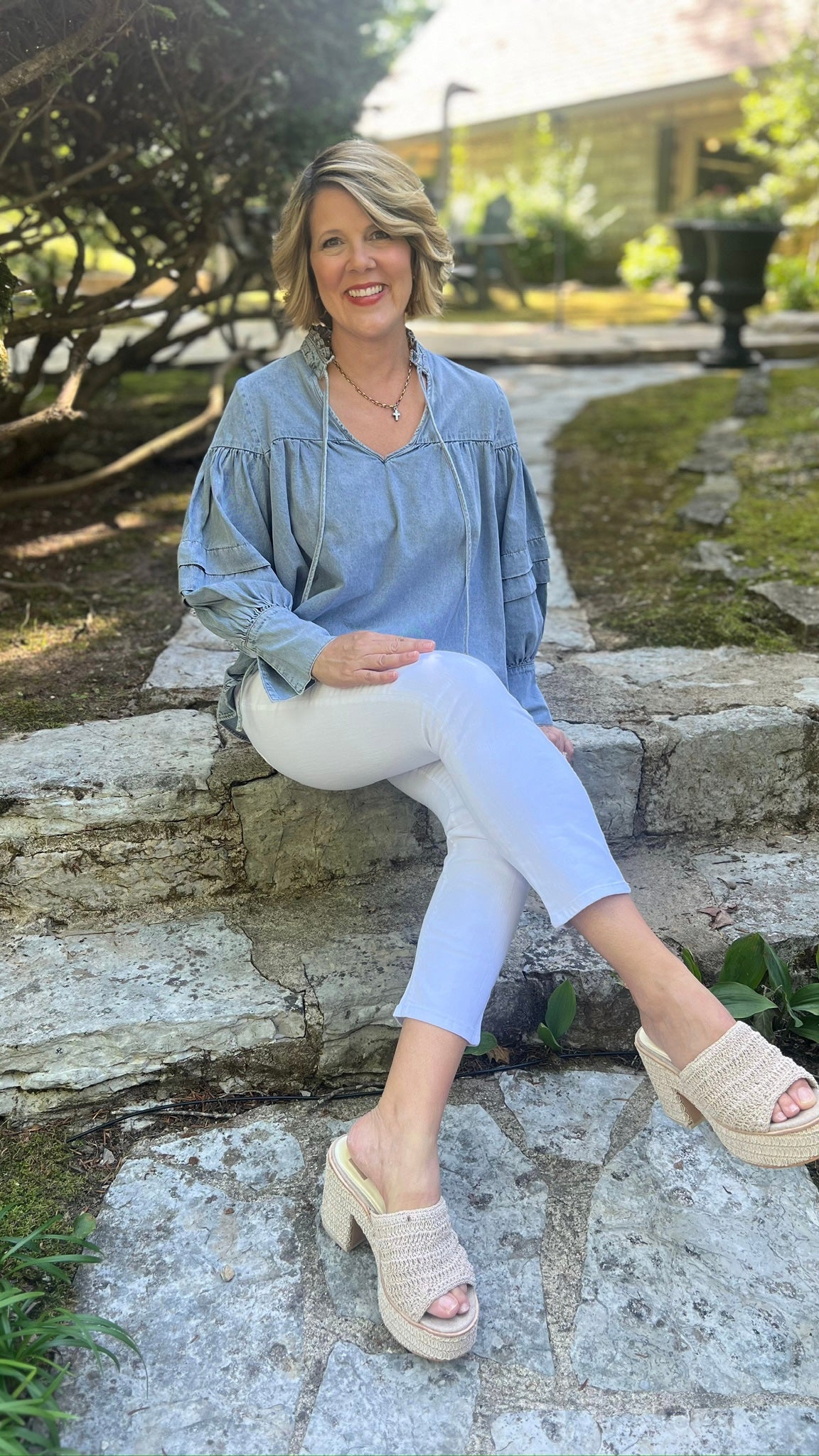 Daisy Denim Chambray Blouse