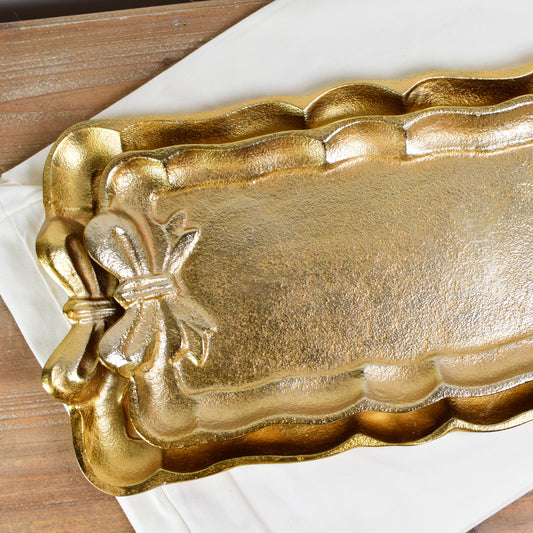 Gold Tray With Bow-Small
