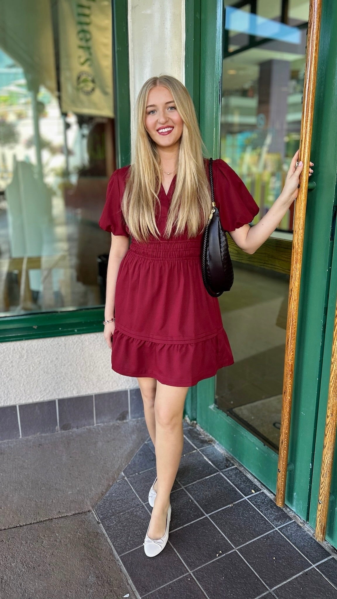 Perfect Puff Sleeve Dress - Burgundy