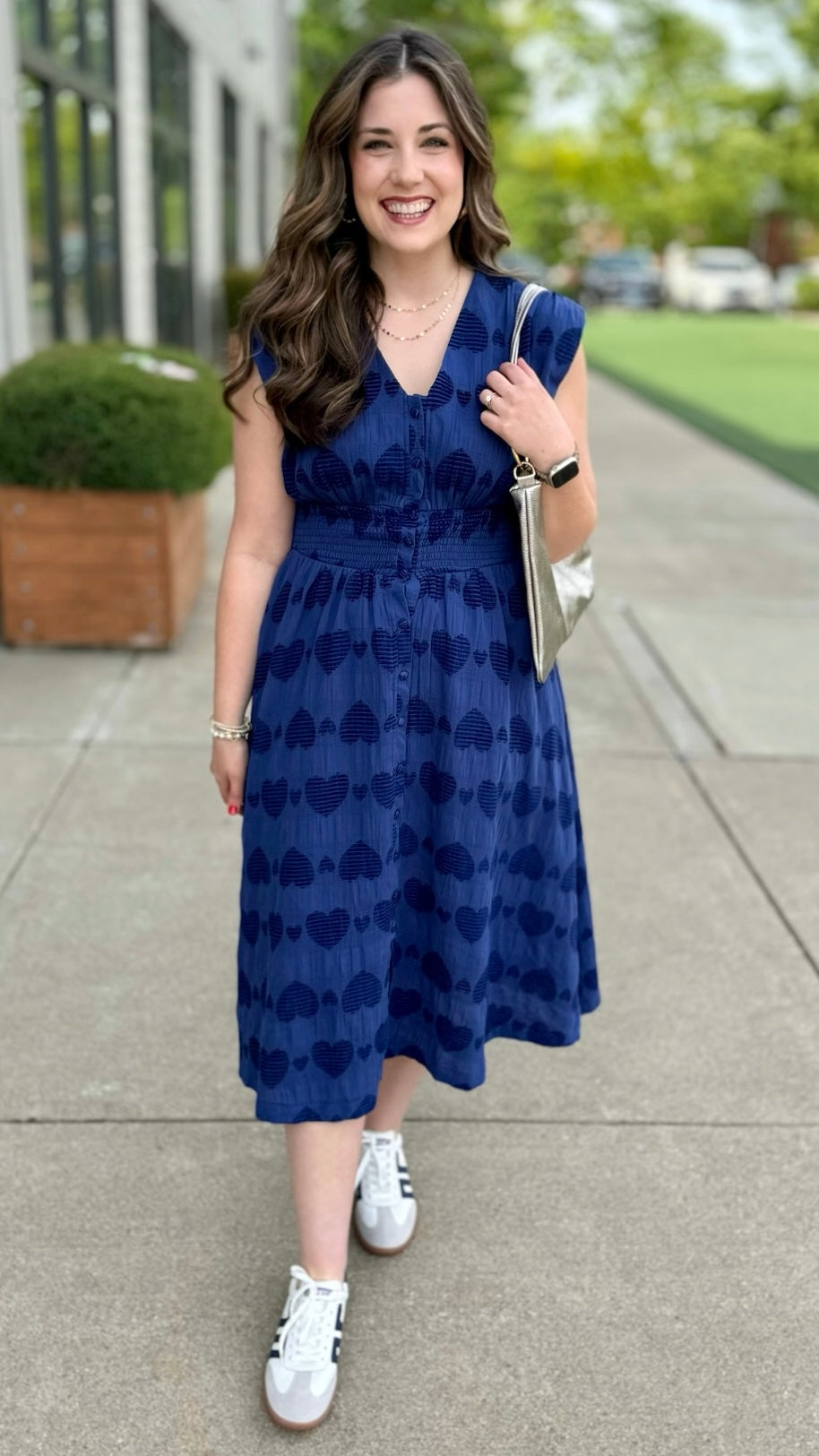 Jar of Hearts Midi Dress - Navy