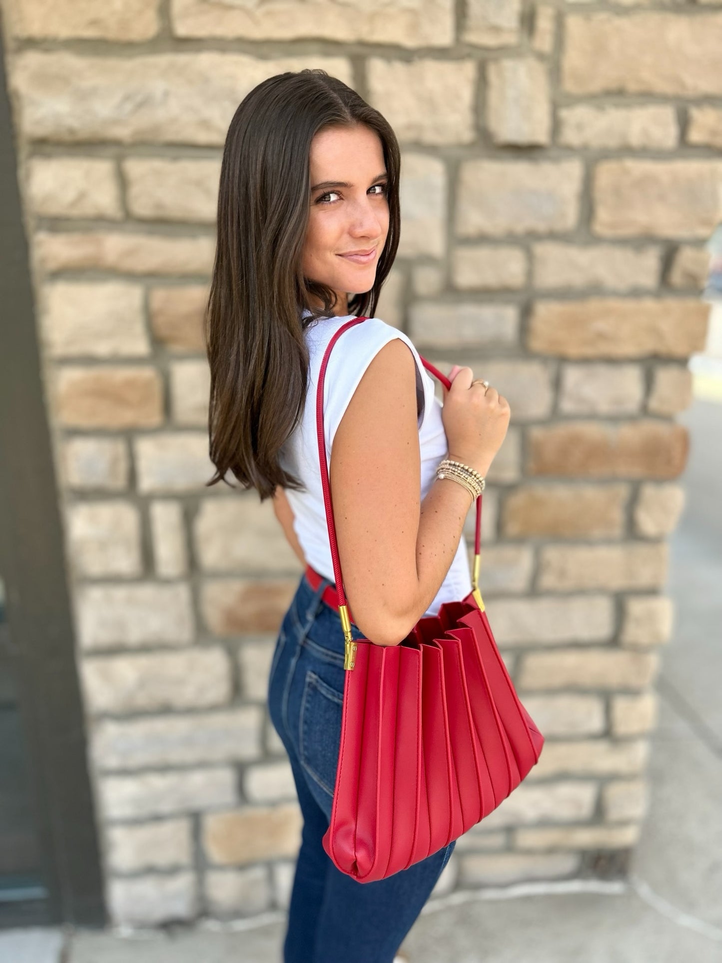 Scallop Shoulder Bag - Red