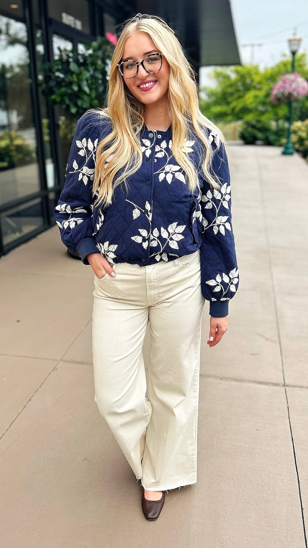 Lainey Embroidered Jacket - Navy