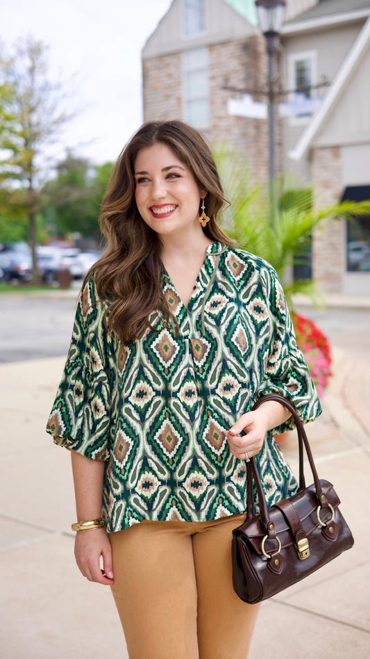 Giselle Diamond Green Top