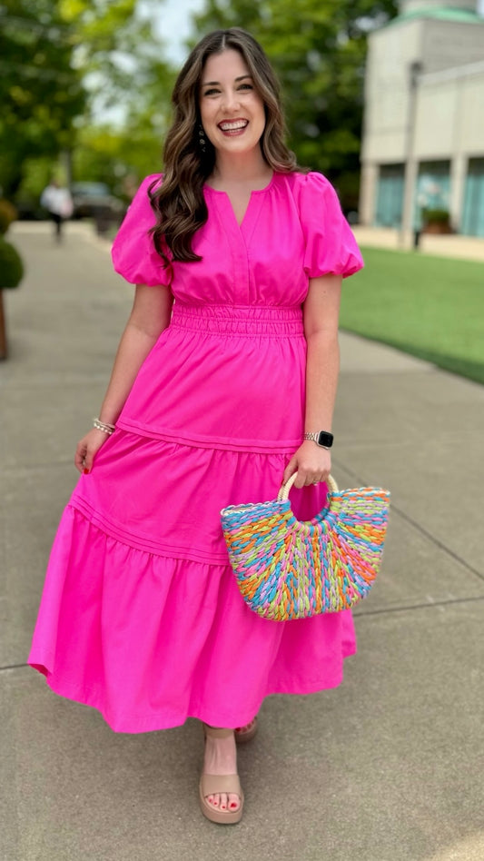 Summer Smocked Maxi Dress - Pink