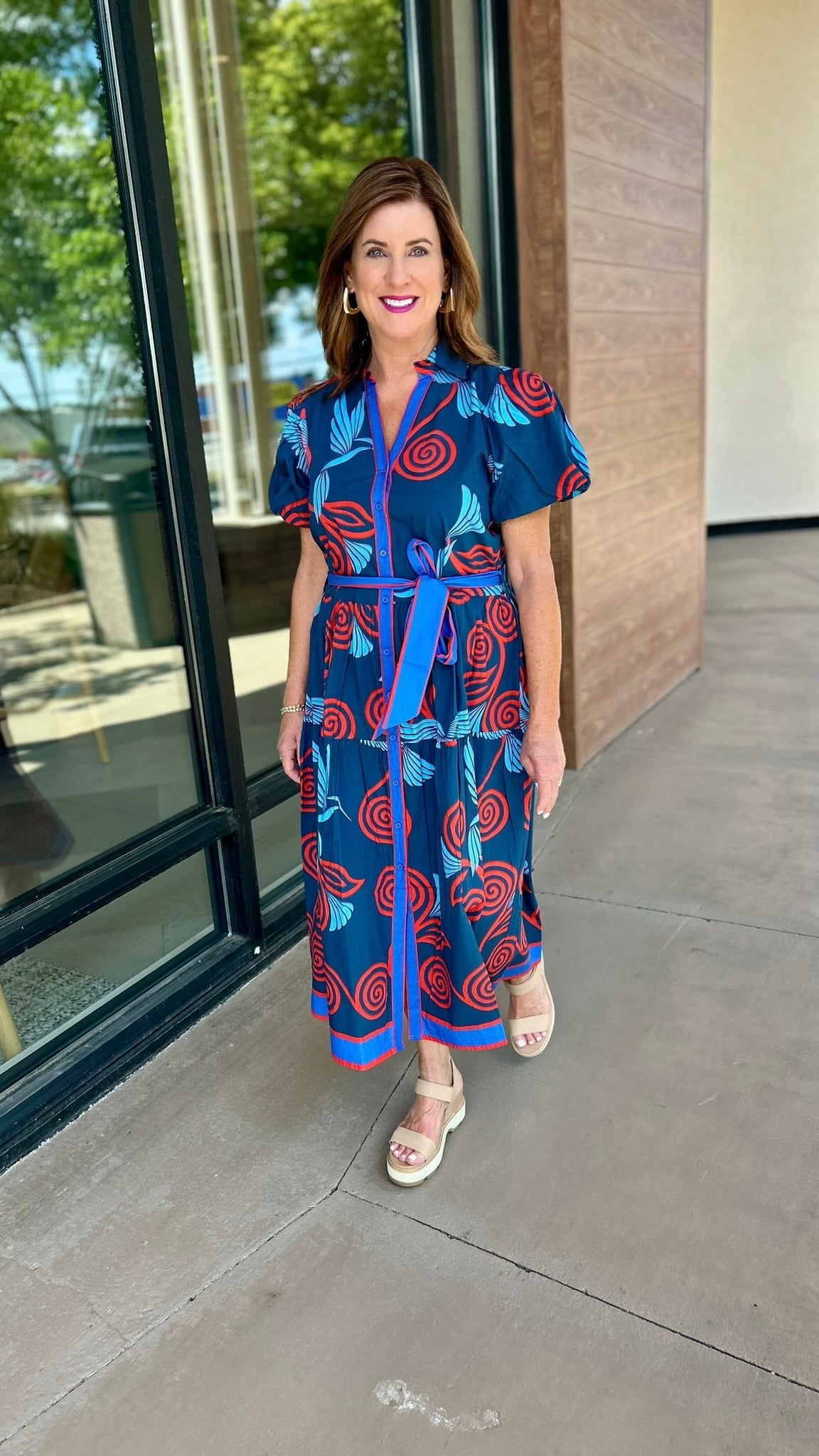 Della Dress - Indigo Feathers