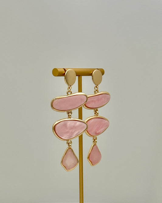 Triple Drop Earrings - Pink