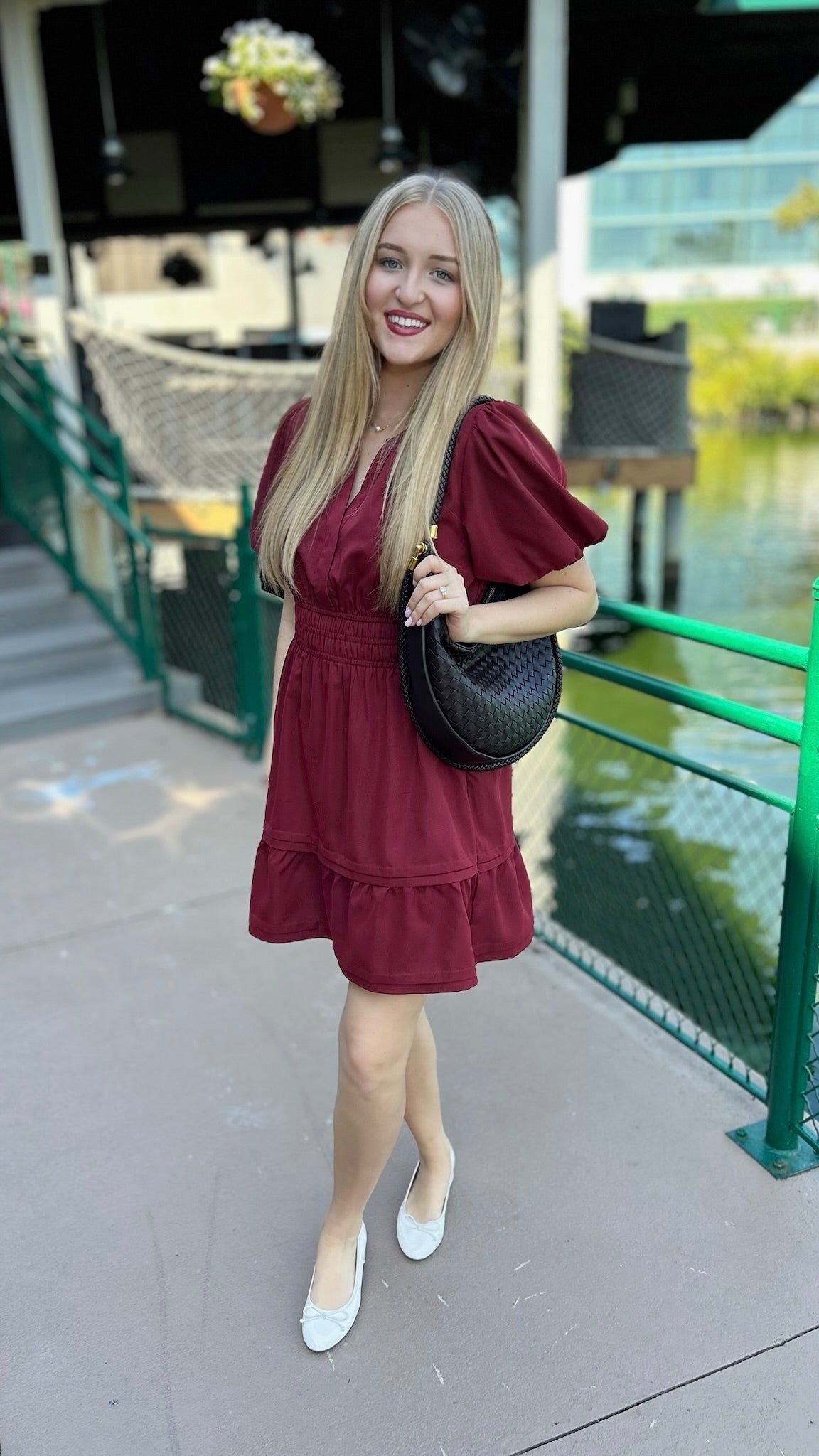 Perfect Puff Sleeve Dress - Burgundy