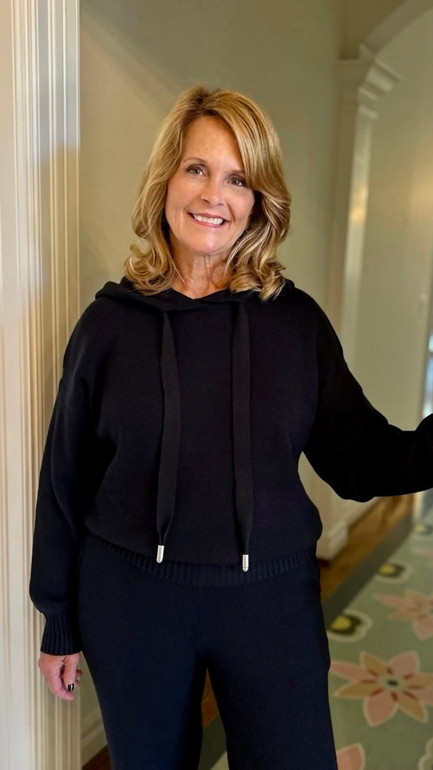 Sweater Knit Hoodie - Black