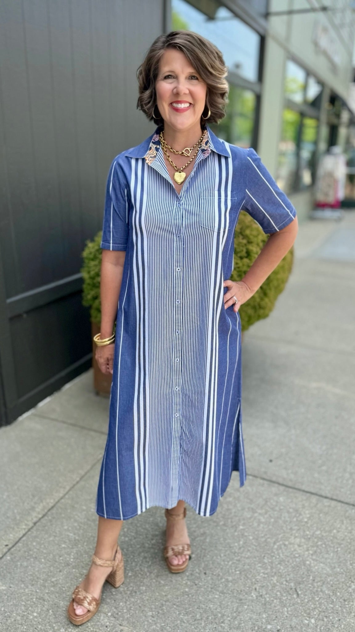 Dizzy Lizzy Breakers Stripe Dress - Navy