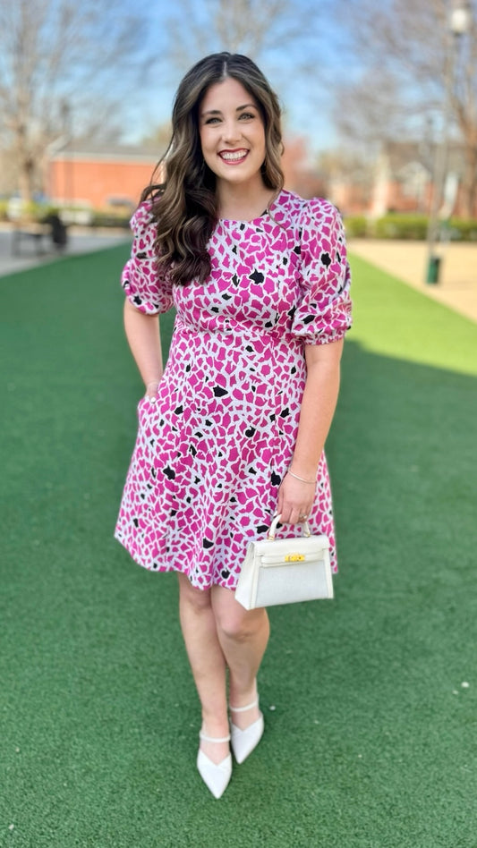 Tyler Boe Fran Dress - Hot Pink Animal