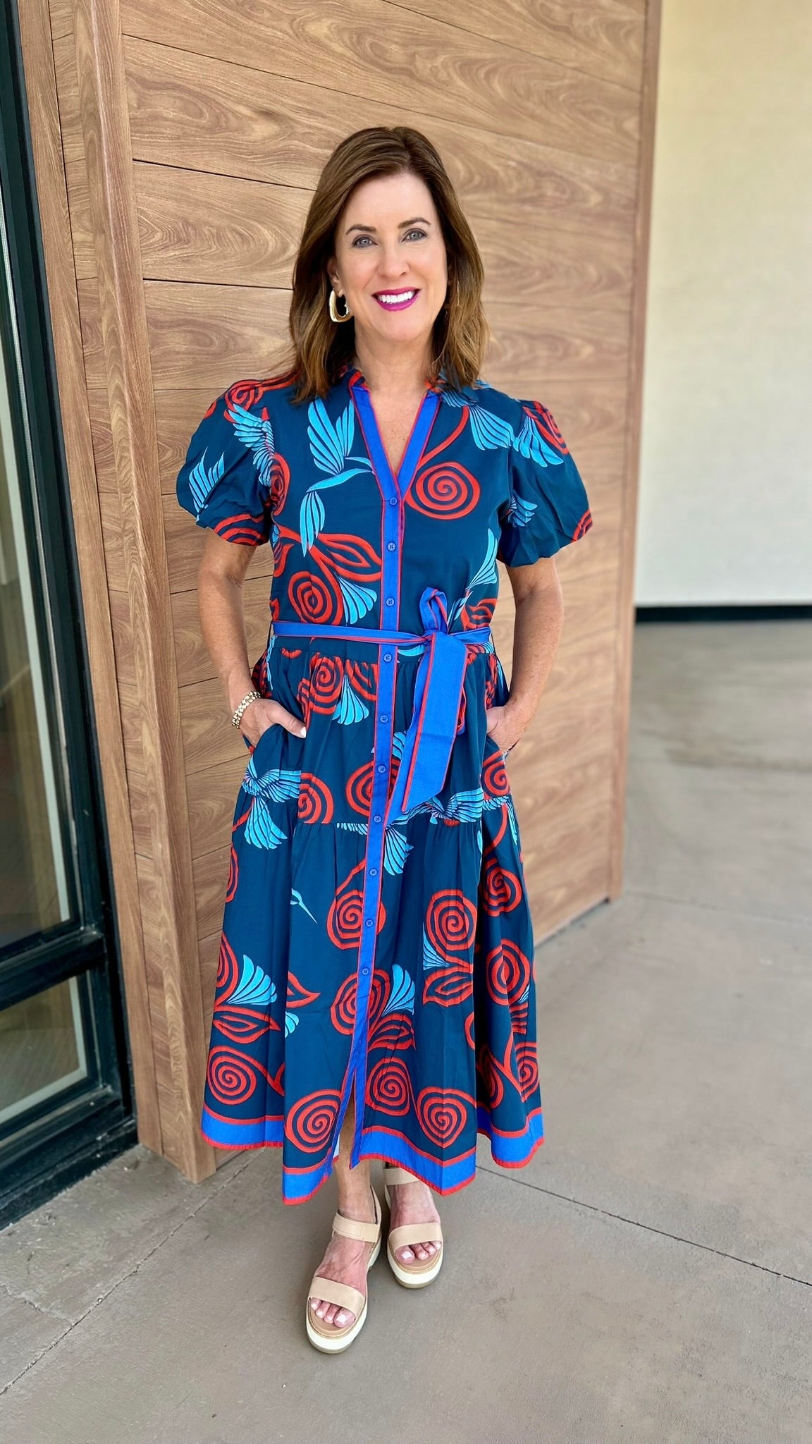 Della Dress - Indigo Feathers