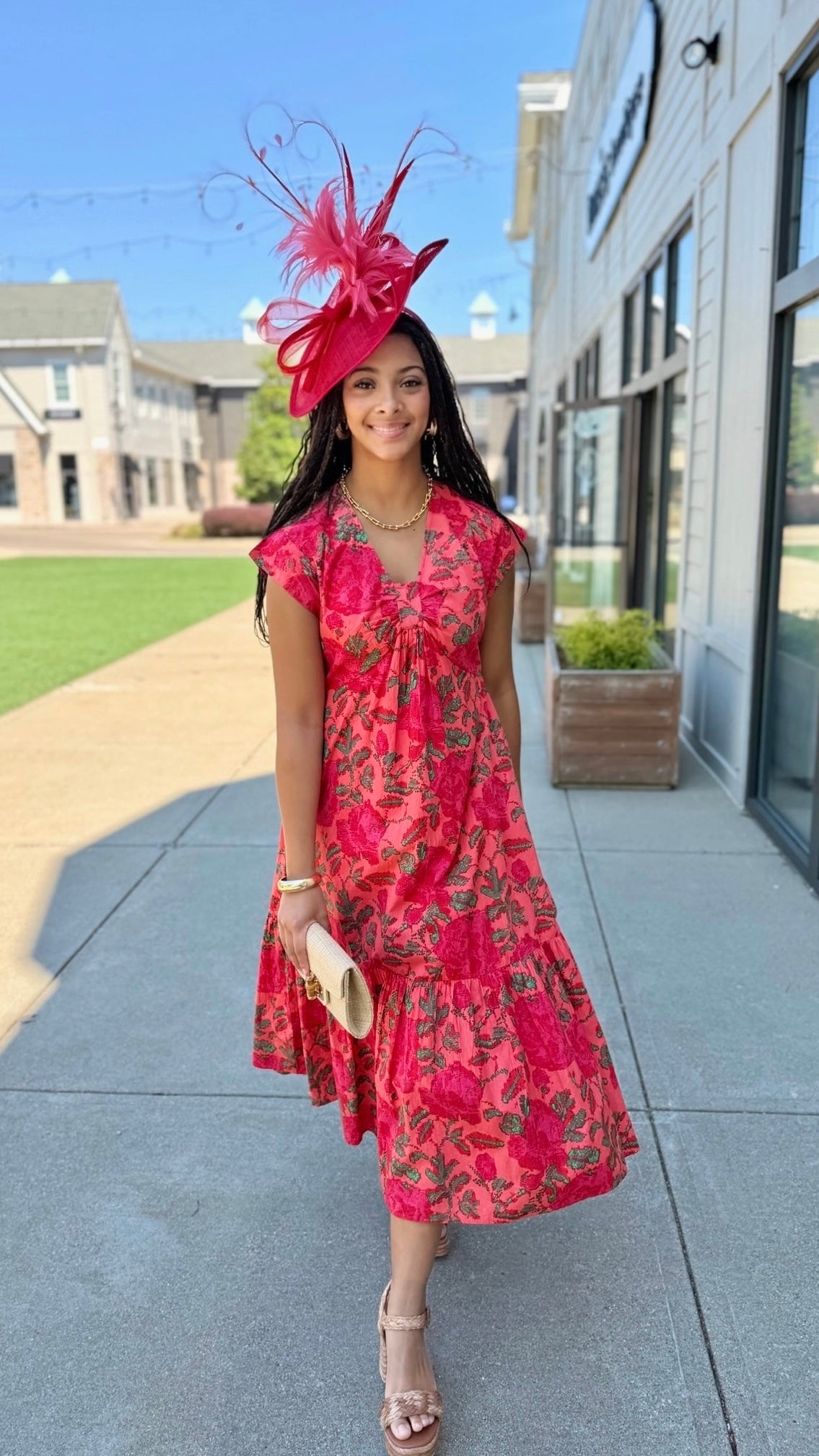Uncle Frank Midi Dress - Coral