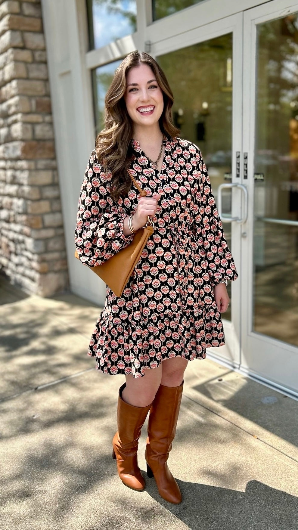 Bria Black Floral Dress - Black