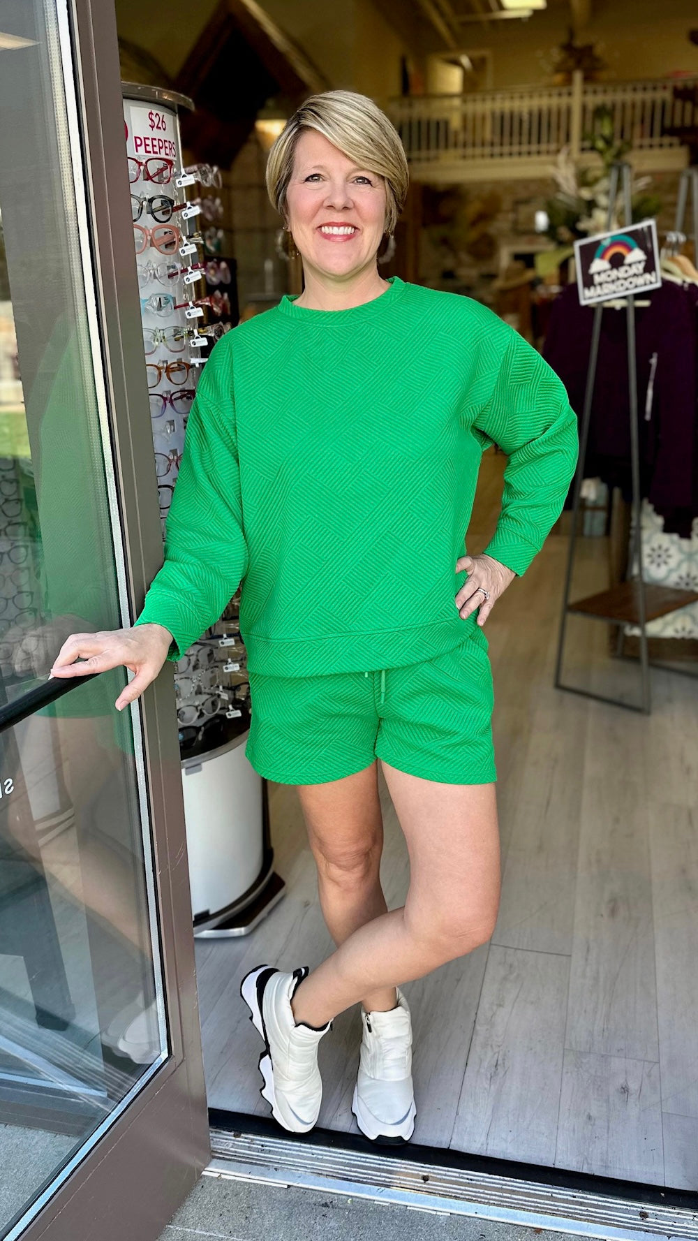 Quilted Queen Elastic Band Shorts - Shamrock