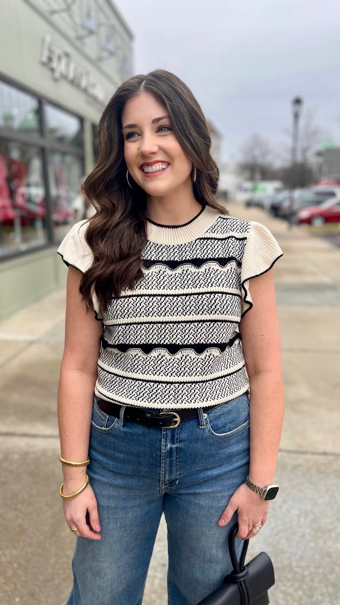 Bethany Cream & Black Sweater