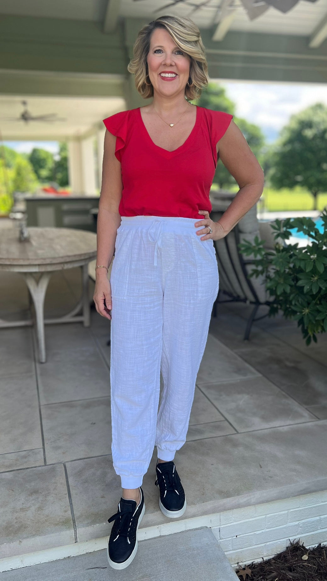 Bobi Petal Sleeve Raglan T Shirt - Red