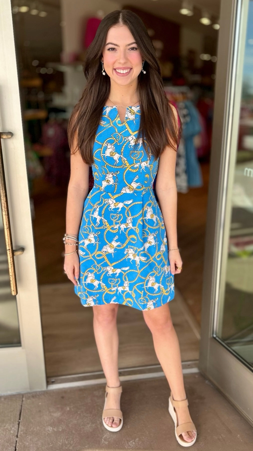 Tabi Horse Bit Pocket Dress - Blue & Khaki