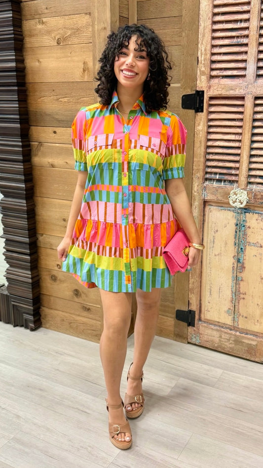 Cannes Button Dress - Multi