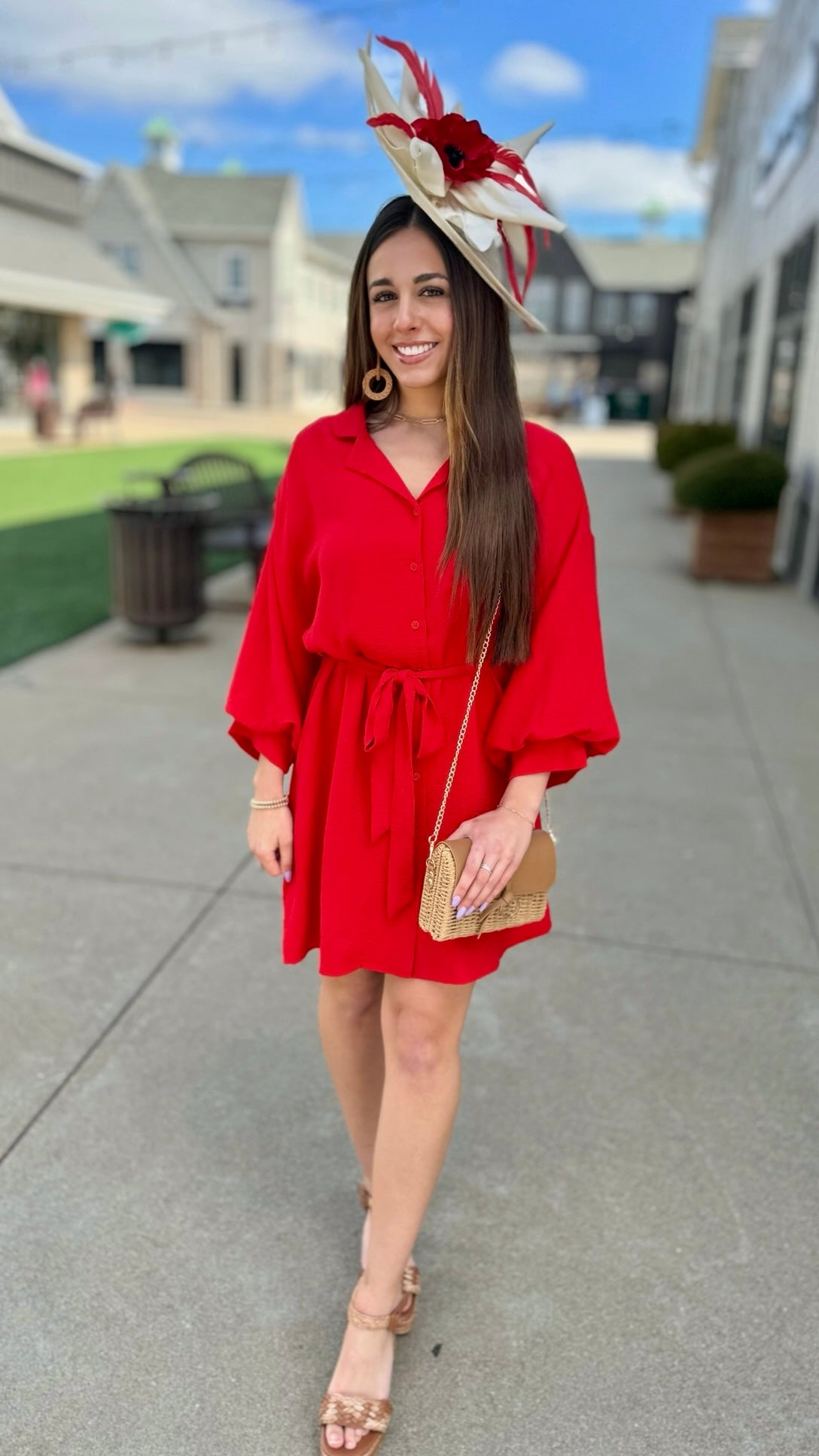 Vibrant Red Shirt Dress - Red