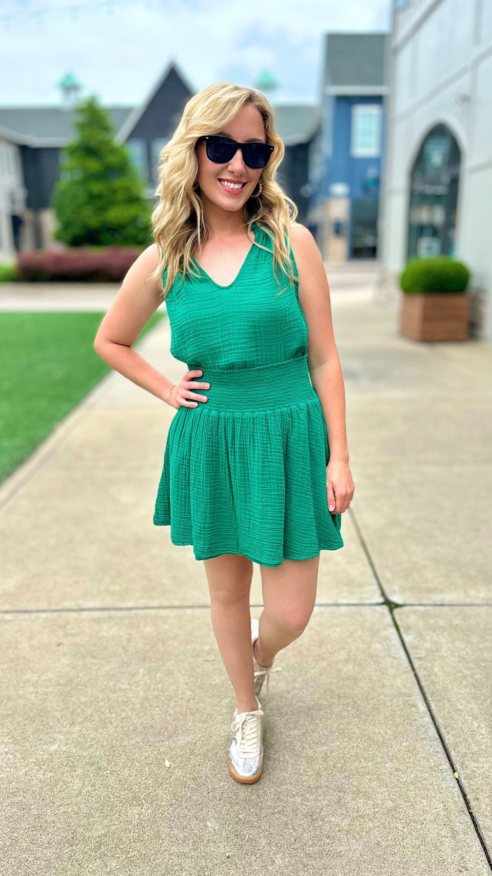 Michael Stars Viola Split Neck Tank - Kelly Green