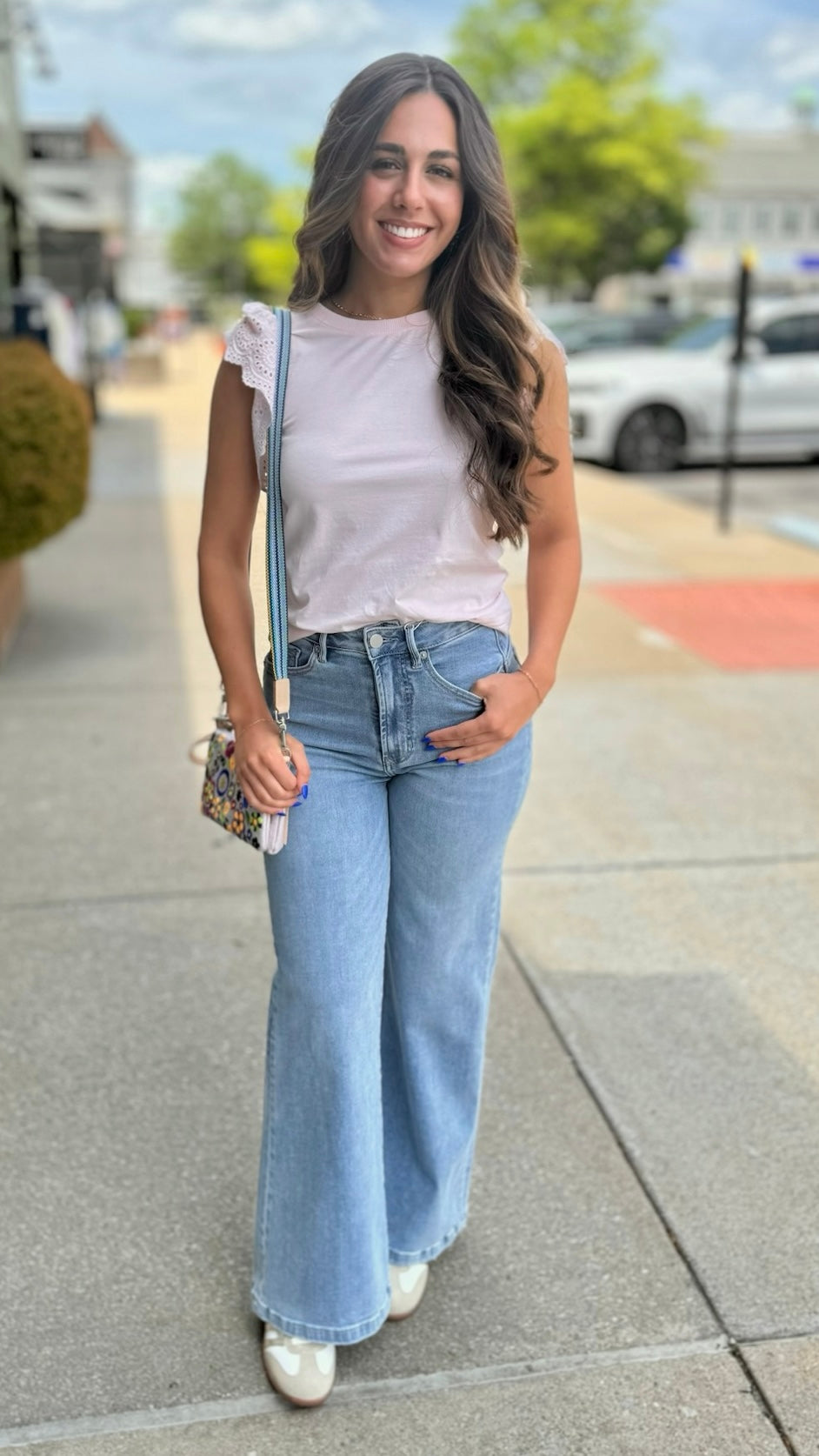 Another Love Kiara Eyelet Sleeve Top - Petal Pink